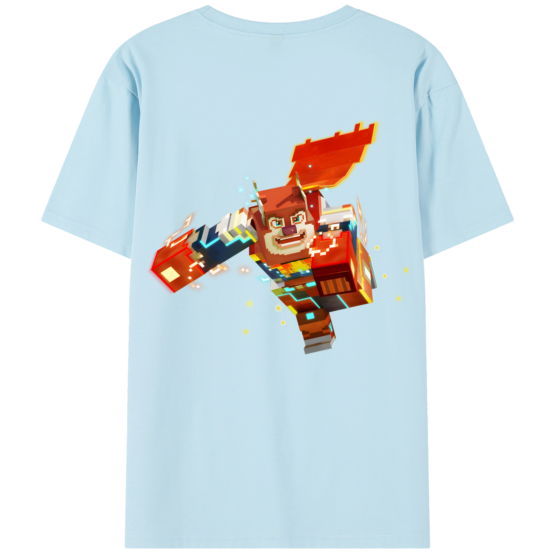 （画像用） マインクラフト ブロックの世界 Minecraft MC Block world 綿100％半袖Tシャツ（背面プリント）